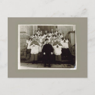 Postal Cartas de época - Sacerdote católico y muchachos d