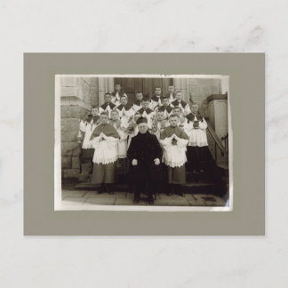 Postal Cartas de época - Sacerdote católico y muchachos d