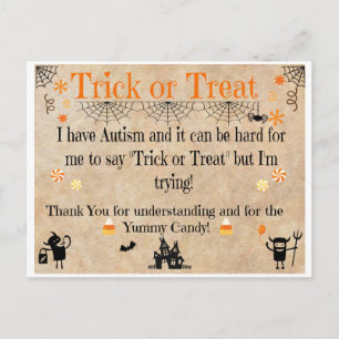 Postal Cartas de Halloween para la conciencia del autismo