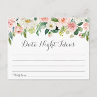 Cartas de ideas nocturnas de flores rosas y blanca