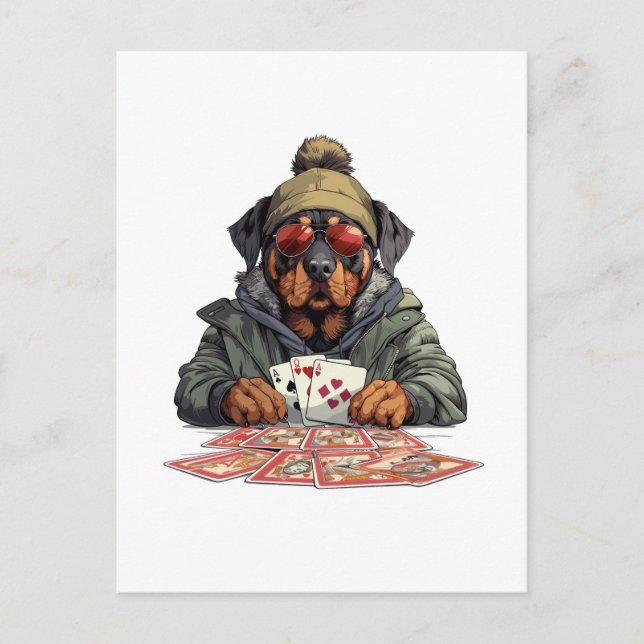 Postal Cartas de juego de perros Rottweiler (Anverso)