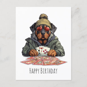 Postal Cartas de juego de Rottweiler Dog feliz cumpleaños