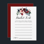 Postal Cartas de la lista de baldes florales de la Marina<br><div class="desc">Estas tarjetas de la lista de baldes florales de la marina borgoña son la actividad perfecta para una boda rústica o una ducha de novia. El diseño se compone de peonías color agua rosa, rubor, marina, azul y borgoña, rosas con follaje verde cuidadosamente ensamblados en elegantes ramos. El signo de...</div>