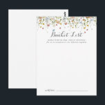Postal Cartas de la lista de cubo de Boda salvaje de Dain<br><div class="desc">Estas coloridas tarjetas de cubo de boda salvaje son la actividad perfecta para una boda rústica o una ducha de novia. El diseño se caracteriza por una acuarela pintada a mano con bonitas flores rosadas, onduladas, azules, navales, amarillas, violetas y verdes. Cambie la redacción para que se adapte a cualquier...</div>