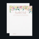 Postal Cartas de la lista de cubo del Boda floral Gold Sp<br><div class="desc">Estas tarjetas de rosa dorado floral boda son la actividad perfecta para una boda rústica o para una ducha nupcial. El diseño presenta una riqueza de peonías coloridas y follaje verde, cuidadosamente agrupadas en ramos encantadores, inspirando la belleza natural. Cambie la redacción para que se adapte a cualquier evento vital....</div>