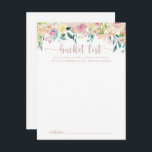 Postal Cartas de la lista de cubo del Boda floral Gold Sp<br><div class="desc">Estas tarjetas de rosa dorado floral boda son la actividad perfecta para una boda rústica o para una ducha nupcial. El diseño presenta una riqueza de peonías coloridas y follaje verde, cuidadosamente agrupadas en ramos encantadores, inspirando la belleza natural. Cambie la redacción para que se adapte a cualquier evento vital....</div>