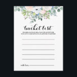 Postal Cartas de la lista de cubos de eucalipto tropical<br><div class="desc">Estas tarjetas de cubo de eucalipto tropical son la actividad perfecta para una boda o una ducha de novia. El diseño está decorado con rosas deslumbrantes morados, blancos, azules y rosas, escondidos en un bonito ramo de hojas verdes eucaliptus. El signo de la lista de cubo se vende por separado....</div>
