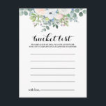 Postal Cartas de la lista de cubos de eucalipto tropical<br><div class="desc">Estas tarjetas de cubo de eucalipto tropical son la actividad perfecta para una boda o una ducha de novia. El diseño está decorado con rosas deslumbrantes morados, blancos, azules y rosas, escondidos en un bonito ramo de hojas verdes eucaliptus. El signo de la lista de cubo se vende por separado....</div>