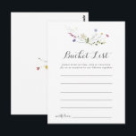 Postal Cartas de la Lista de Cubos de Flores Silvestres d<br><div class="desc">Estas coloridas tarjetas de cubo de flores silvestres son la actividad perfecta para una boda rústica o una ducha de novia. El diseño se caracteriza por una acuarela pintada a mano con bonitas flores rosadas, onduladas, azules, navales, amarillas, violetas y verdes. El signo de la lista de cubo se vende...</div>