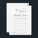 Postal Cartas de la Lista de Cubos de Flores Silvestres d<br><div class="desc">Estas coloridas tarjetas de cubo de flores silvestres son la actividad perfecta para una boda rústica o una ducha de novia. El diseño se caracteriza por una acuarela pintada a mano con bonitas flores rosadas, onduladas, azules, navales, amarillas, violetas y verdes. El signo de la lista de cubo se vende...</div>
