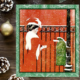 Postal Cartas de Navidades de correo de Vintage Lady