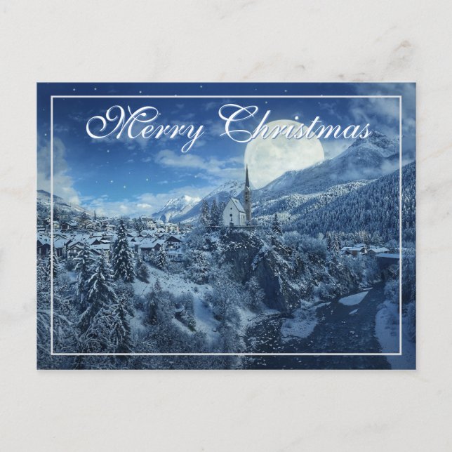 Postal Cartas de Navidades de la escena de la Iglesia Sno (Anverso)