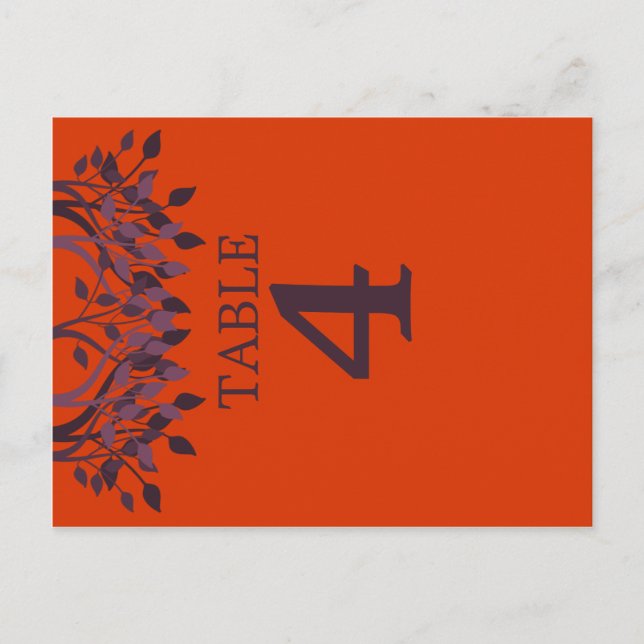 Postal Cartas de número de tabla de hojas de ciruelas y N (Anverso)