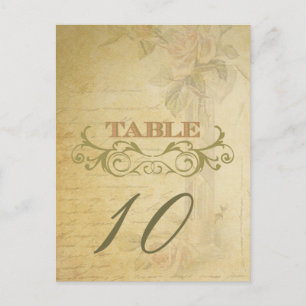 Postal Cartas de número de tabla del Boda de Rosa de époc
