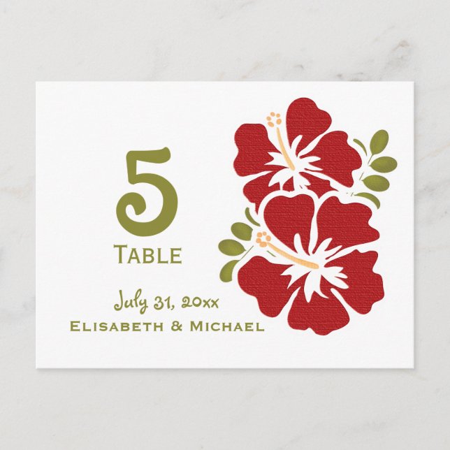 Postal Cartas de números de la mesa de recepción de bodas (Anverso)
