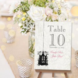 Postal Cartas de números de tabla de Boda de jaulas victo