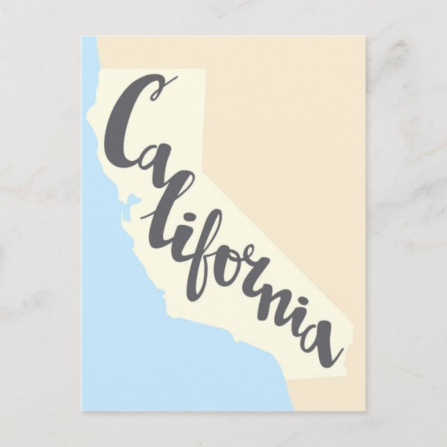 Postal Cartas de pincel de California con mapa de silueta (Anverso)