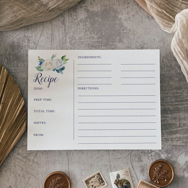 Postal Cartas de recetas clásicas de flores blancas (Subido por el creador)