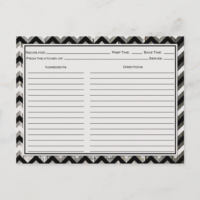 Postal Cartas de recetas de Barnwood Weathered Black Chev (Reverso)