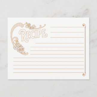 Postal Cartas de recetas de blanco y oro de época