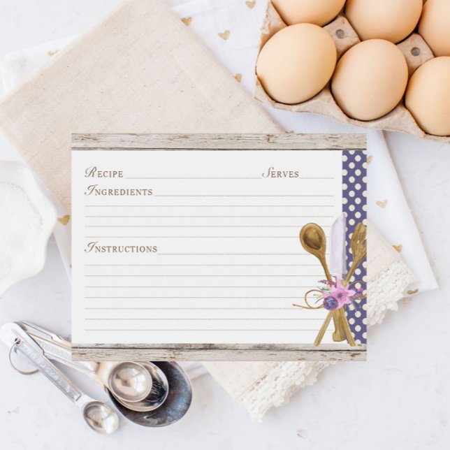 Postal Cartas de recetas de cocina de cucharas rusticas (Subido por el creador)