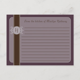 Postal Cartas de recetas de cosecha clásicas de plumas