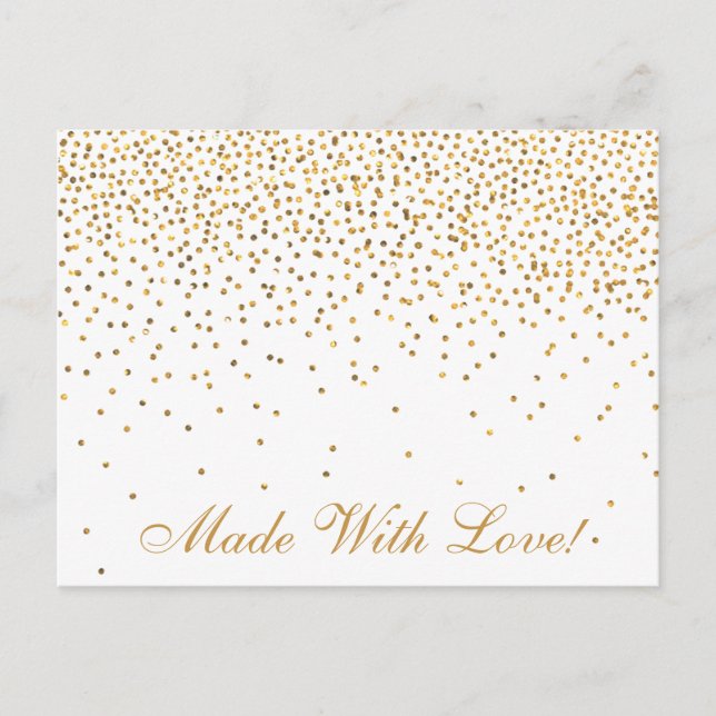 Postal Cartas de recetas de ducha de confetti de oro de c (Anverso)