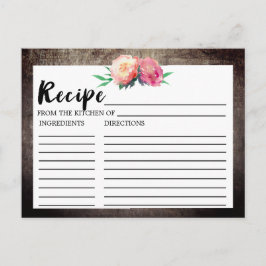 Postal Cartas de recetas de ducha de novias con buquet rú