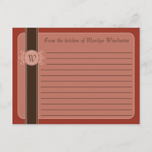 Postal Cartas de recetas de la cosecha clásica de canela