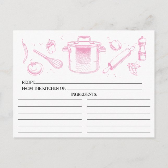 Postal Cartas de recetas de las herramientas de cocina es (Anverso)