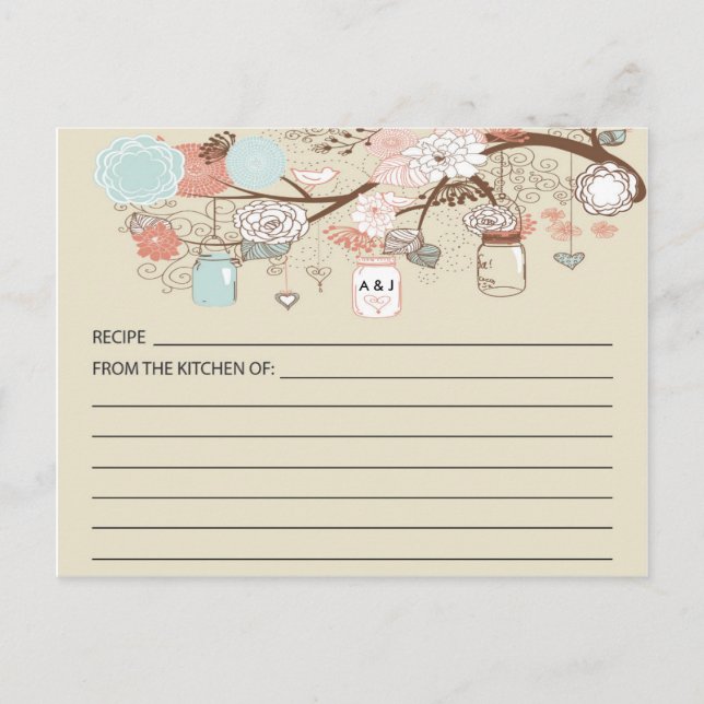 Postal Cartas de recetas de Mason Jar, país ruso (Anverso)