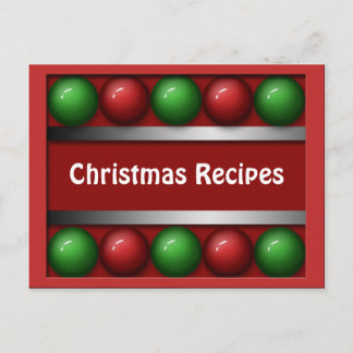 Postal Cartas de recetas de navidades Esferas