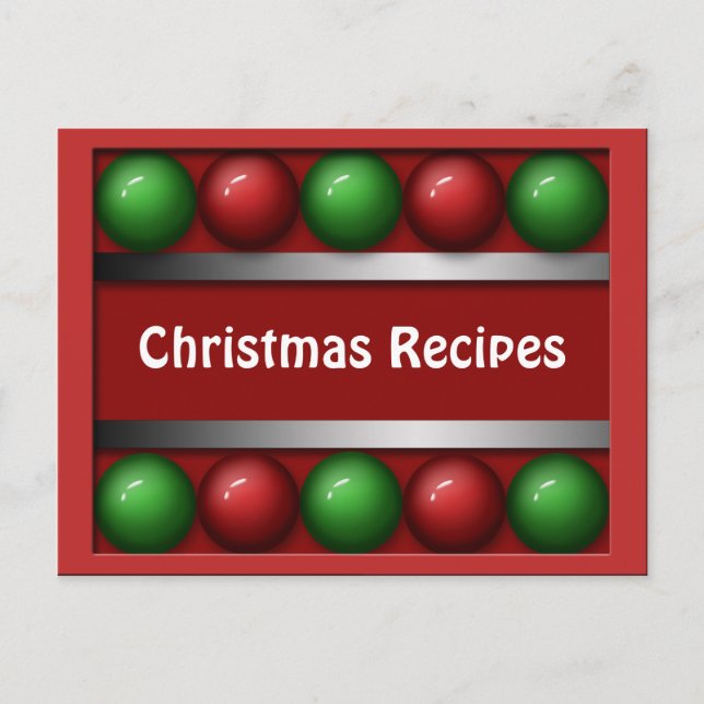 Postal Cartas de recetas de navidades Esferas (Anverso)