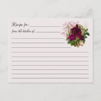 Postal Cartas de recetas en blanco: Rose Bouquet Postcard