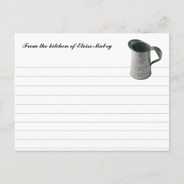 Postal Cartas de recetas personalizadas de la Copa de Med (Anverso)