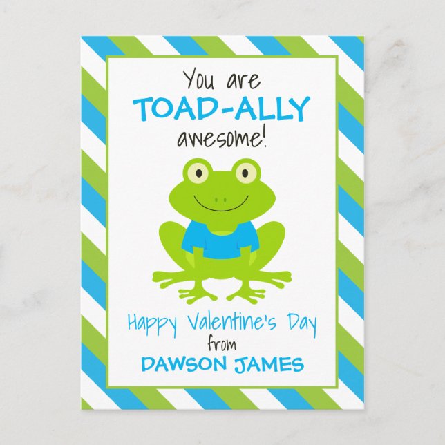 Postal Cartas de San Valentín personalizadas con sapo de  (Anverso)