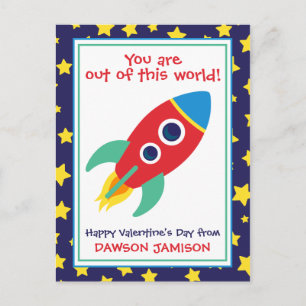 Postal Cartas de San Valentín personalizadas de cohete y