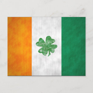 Postal Cartas de Shamrock de bandera irlandesa a dos lado