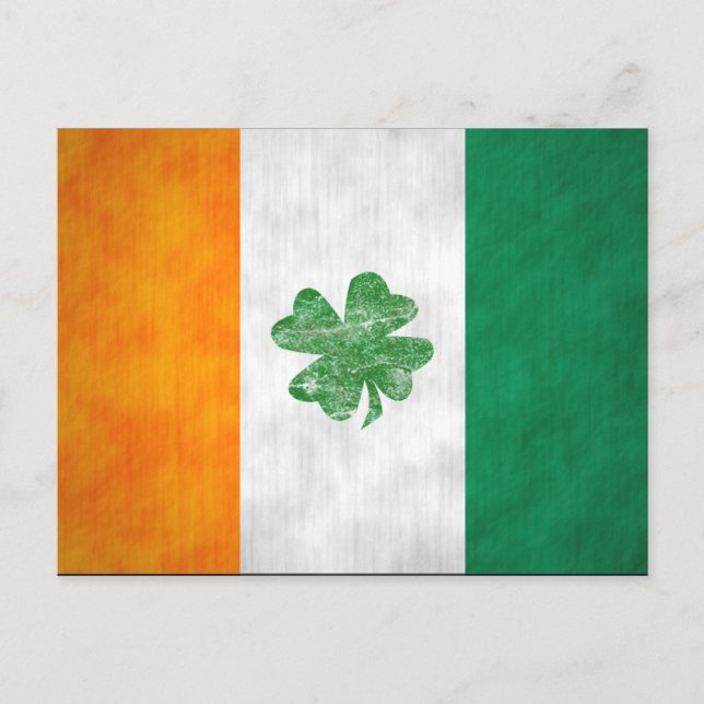 Postal Cartas de Shamrock de bandera irlandesa a dos lado (Anverso)