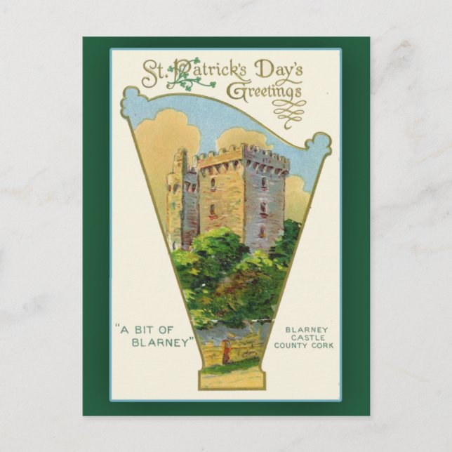 Postal Cartas del Día del Castillo de Blarney St. Patrick (Anverso)