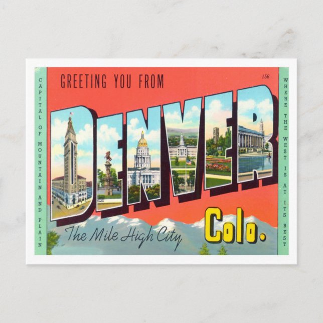 Postal Cartas grandes de Denver, Colorado (Anverso)