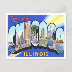 Postal Cartas grandes de la época de Illinois en Chicago
