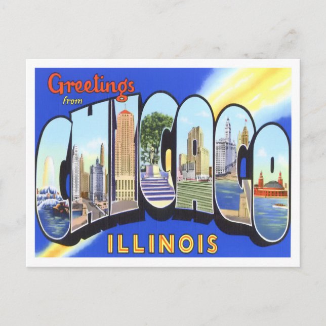 Postal Cartas grandes de la época de Illinois en Chicago (Anverso)