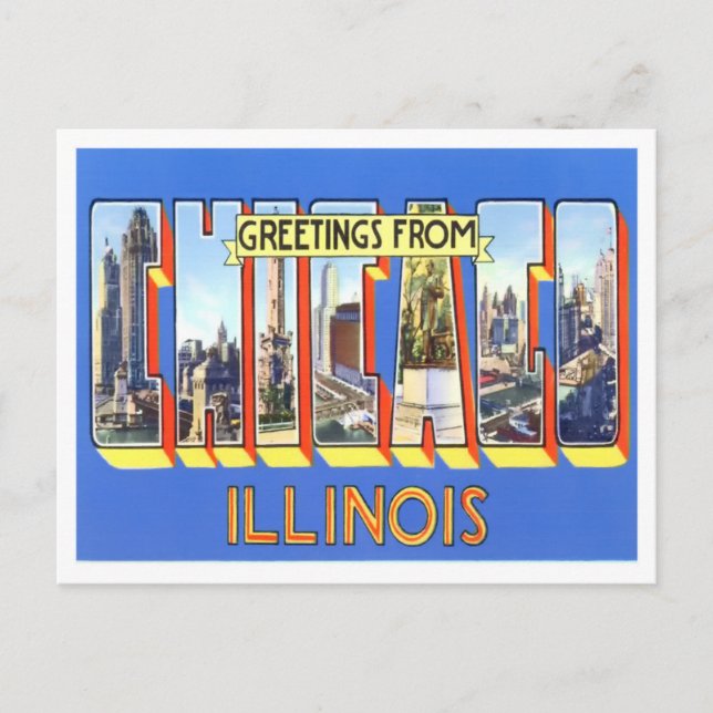 Postal Cartas grandes de la época de Illinois en Chicago (Anverso)