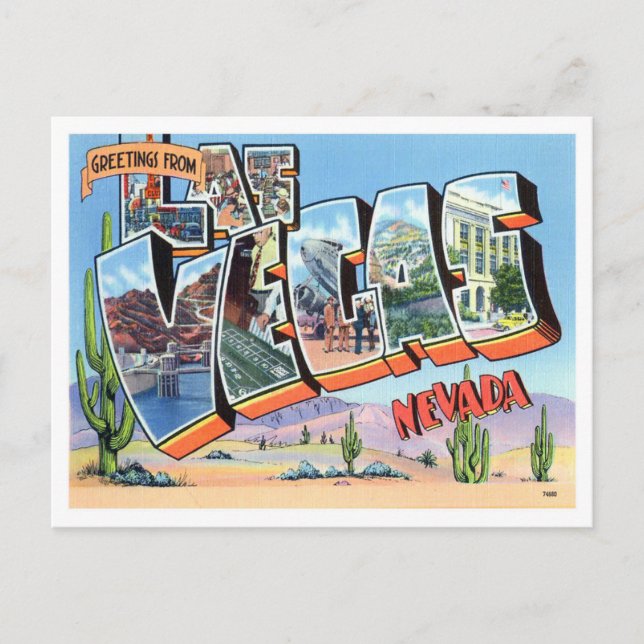 Postal Cartas grandes de las Vegas, Nevada (Anverso)