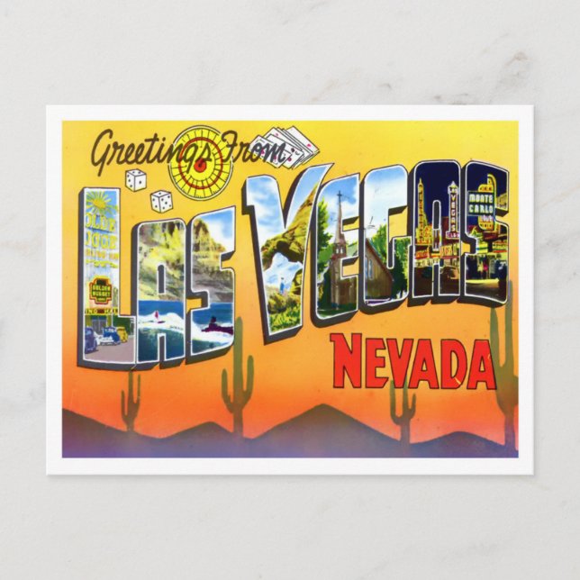 Postal Cartas grandes de las Vegas, Nevada (Anverso)