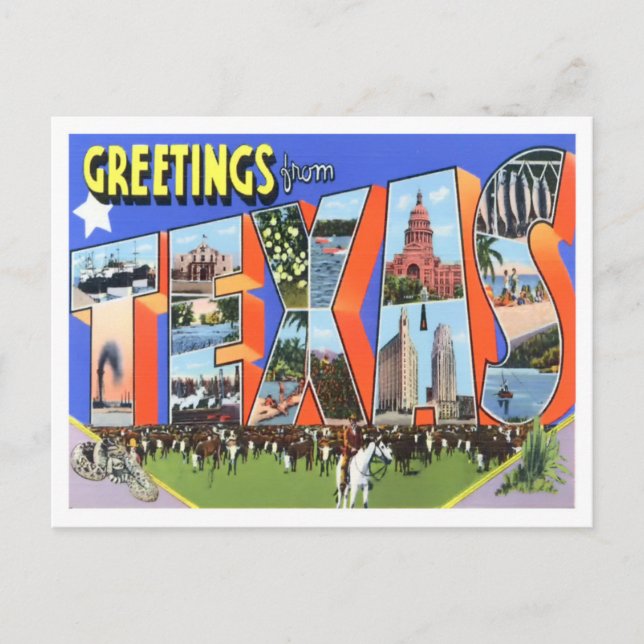 Postal Cartas grandes de Texas (Anverso)