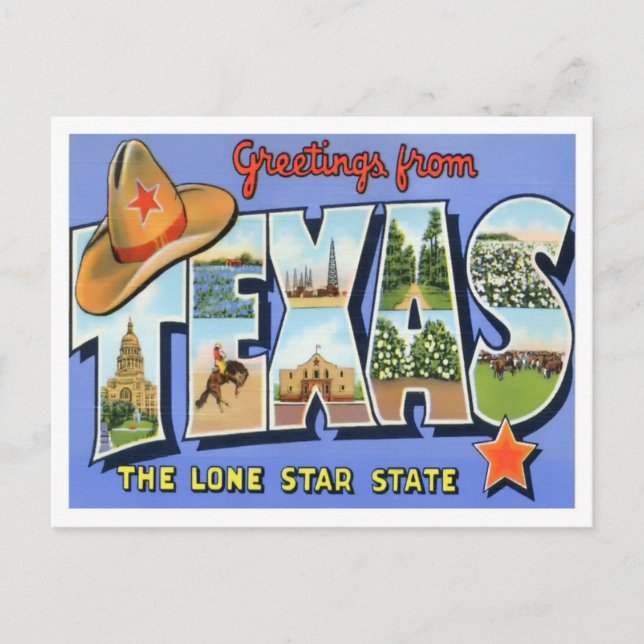 Postal Cartas grandes de Texas (Anverso)