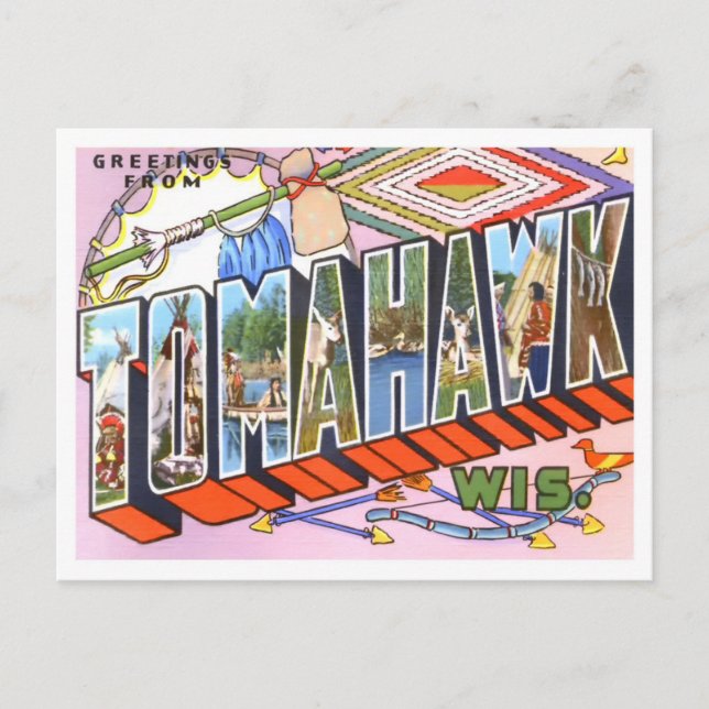 Postal Cartas grandes de Tomahawk, Wisconsin (Anverso)