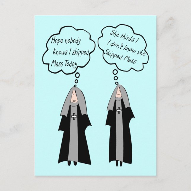 Postal Cartas Nun "Things Nuns Think About" Graciosamente (Anverso)